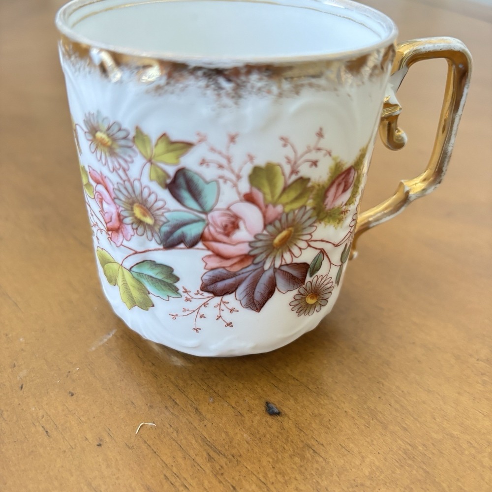 Antique 19th c. Victorian European Cup Gold Gilt Hand Painted No Cracks Or Chips